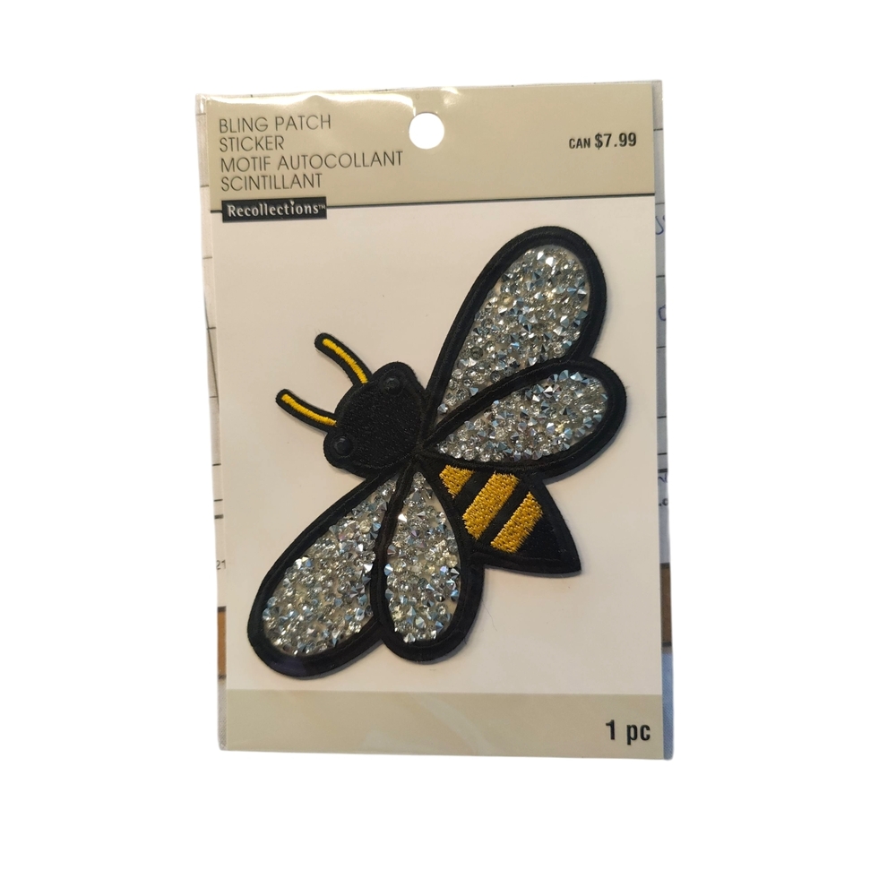 ✅4/25$✅ Recollections Silver and‎ Yellow Bee Bling Patch Sticker
